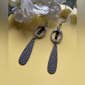 SALE..Black Crystals Earrings. Drop and Dangle TearDrop Earrings.